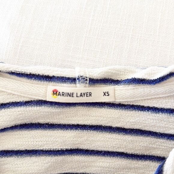 Marine Layer Koa Cream and Blue Striped Coastal Hoodie - Picture 9 of 10